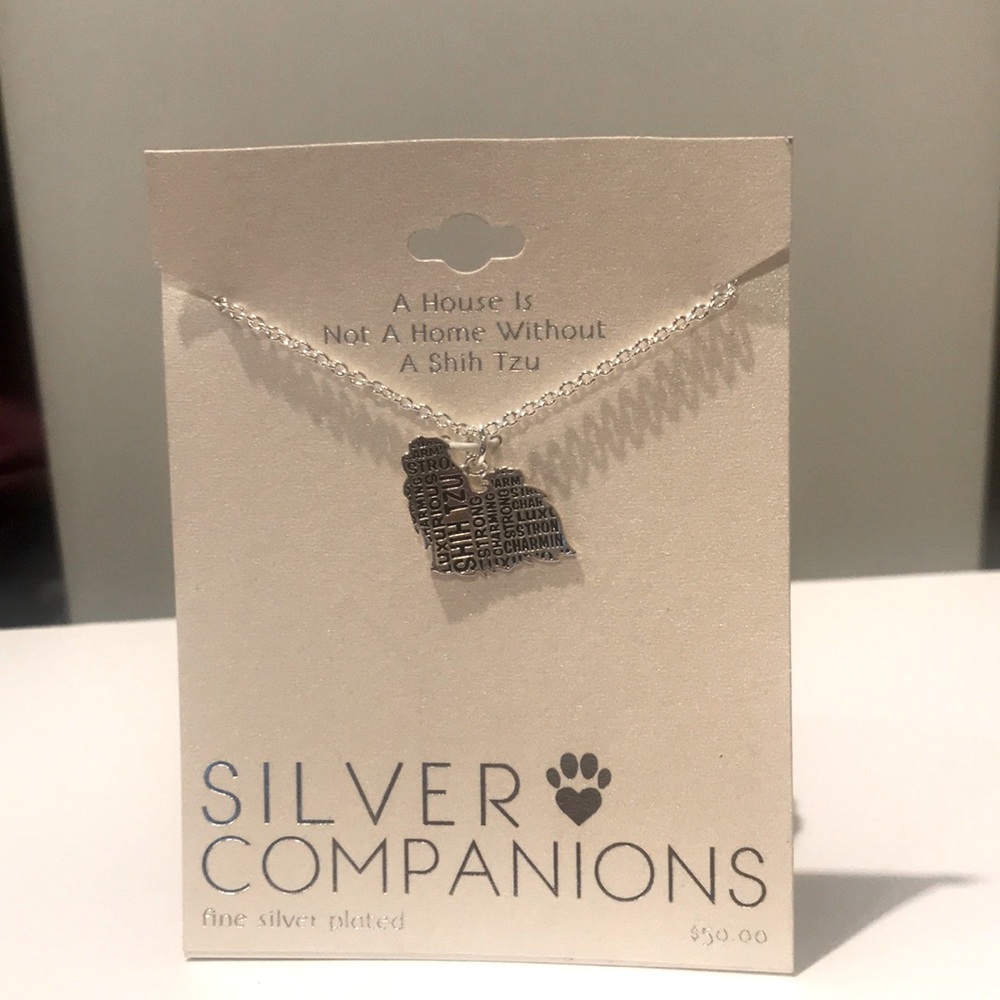 Shih Tzu NWT silver plated necklace